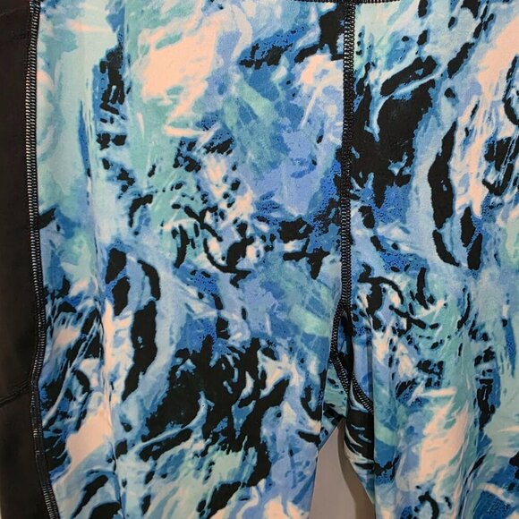 LuLaRoe Blue Black Yoga Pants Women’s 1X High Rise Stretch Activewear - Picture 3 of 8